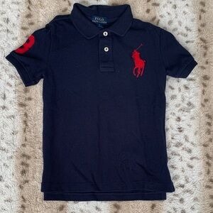 Ralph Lauren Kids Navy Polo with Red Emblem